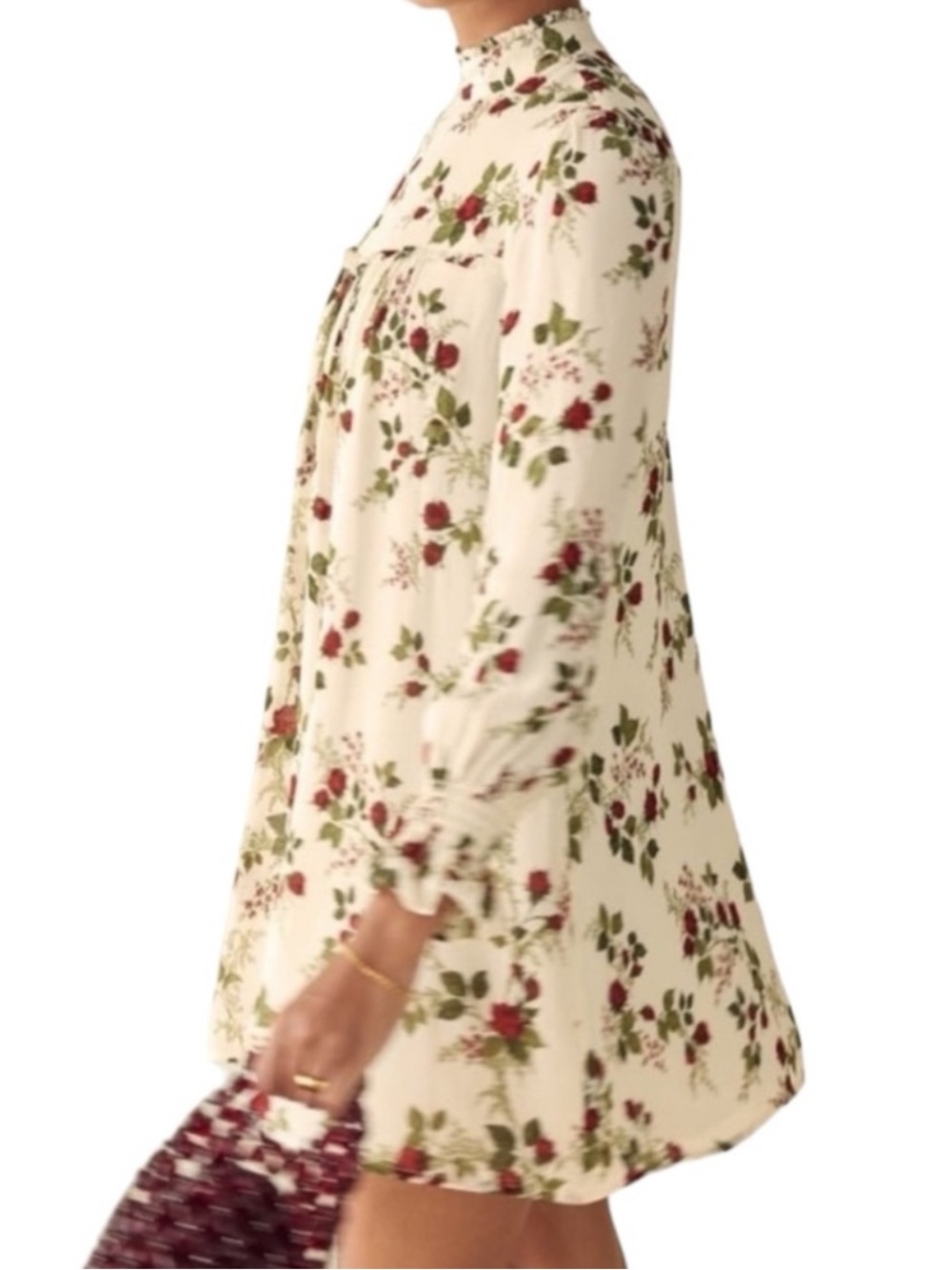 Reformation Rose Floral Jordan Jourdan Babydoll Mini Dress Womens Small Cream - Picture 4 of 11